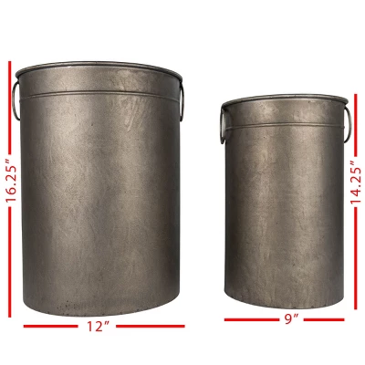 Set Of 2 Cylinder Baskets Bronze Metal - Foreside Home & Garden 5 Set Of 2 Cylinder Baskets Bronze Metal - Foreside Home & Garden - Image 5