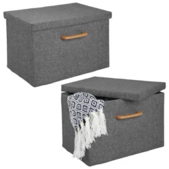 MDesign Soft Textured Fabric Home Storage Organizer Box, 2 Pack -IRIS Storage Deals Store GUEST 006c375f 8472 471b 8715 b9df0647f35d