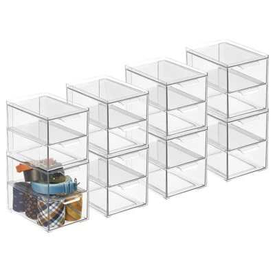 MDesign Plastic Stackable Bathroom Vanity Storage Organizer With Drawer 11 MDesign Plastic Stackable Bathroom Vanity Storage Organizer With Drawer - Image 11