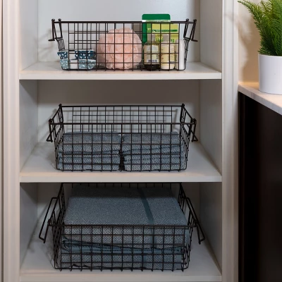 Set Of 3 Storage Bins - Basket Set For Toy, Kitchen, Closet, And Bathroom Storage - Small, Medium, And Large Shelf Organizers By Home-Complete (Brown) 5 Set Of 3 Storage Bins - Basket Set For Toy, Kitchen, Closet, And Bathroom Storage - Small, Medium, And Large Shelf Organizers By Home-Complete (Brown) - Image 5