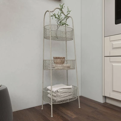 41" 3 Tier Rustic Farmhouse Iron Basket Stand - Olivia & May 9 41" 3 Tier Rustic Farmhouse Iron Basket Stand - Olivia & May - Image 9