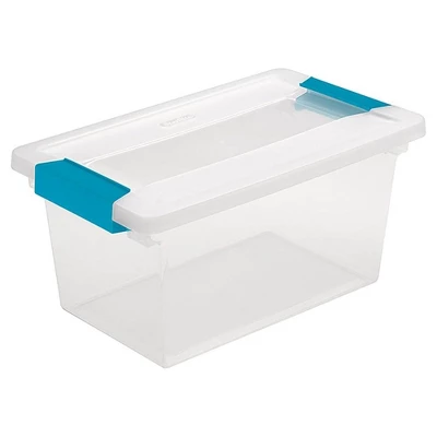 Sterilite 27 Quart Clear Latch Lid Stackable Storage Box Tote, 6 Pack, And Medium Clear Latch Lid File Clip Box, 4 Pack For Household Organization 2 Sterilite 27 Quart Clear Latch Lid Stackable Storage Box Tote, 6 Pack, And Medium Clear Latch Lid File Clip Box, 4 Pack For Household Organization - Image 2