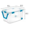 Sterilite 120qrt. Multipurpose Clear Plastic Storage Container Box With Latching Lids And 2 Rear Wheels