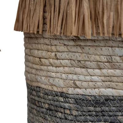 Set Of 2 Natural Woven Natural Corn Husk & Faux Raffia Basket - Foreside Home & Garden 1 Set Of 2 Natural Woven Natural Corn Husk & Faux Raffia Basket - Foreside Home & Garden