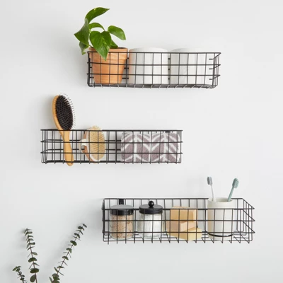 Farmlyn Creek 3 Pieces Black Wall Mounted Wire Baskets, Hanging Organizers For Kitchen Storage, Assorted Sizes 2 Farmlyn Creek 3 Pieces Black Wall Mounted Wire Baskets, Hanging Organizers For Kitchen Storage, Assorted Sizes - Image 2