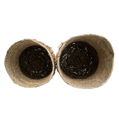 Set Of 2 Natural Woven Natural Corn Husk & Faux Raffia Basket - Foreside Home & Garden 3 Set Of 2 Natural Woven Natural Corn Husk & Faux Raffia Basket - Foreside Home & Garden - Image 3