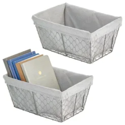 MDesign Medium Chicken Wire Basket With Fabric Liner -IRIS Storage Deals Store GUEST 047de2e9 8586 469c b523 553f06ffe226