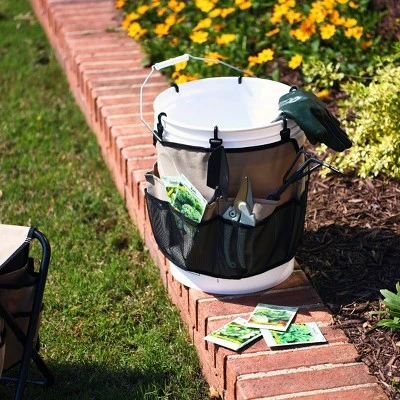 Household Essentials Bucket Caddy Tan/Black 3 Household Essentials Bucket Caddy Tan/Black - Image 3