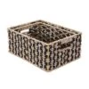 Villacera Rectangle Hand Weaved Wicker Baskets Made Of Water Hyacinth | Nesting Black And Natural Seagrass Bins | Set Of 2