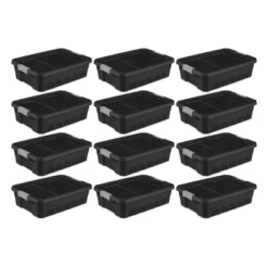 Sterilite 10 Gallon Under Bed Stackable Rugged Industrial Storage Tote Containers With Gray Latching Clip Lids For Garage, Attic, Or Worksite -IRIS Storage Deals Store GUEST 05827ebd 16f7 4d17 8e31 b97178db981e