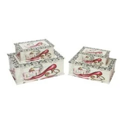 Northlight Set Of 4 Vintage-Style French Fashion Decorative Wooden Storage Boxes 13.75"