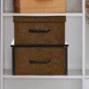 Household Essentials Stacking Storage Boxes With Laminate Top Black Oak