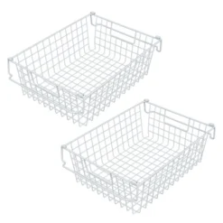 Set Of 2 Storage Bins - Basket Set For Toy, Kitchen, Closet, And Bathroom Storage - Large Shelf Organizers With Handles By Home-Complete (White) -IRIS Storage Deals Store GUEST 0750832a 2b40 4053 b825 62c2f76e71d6