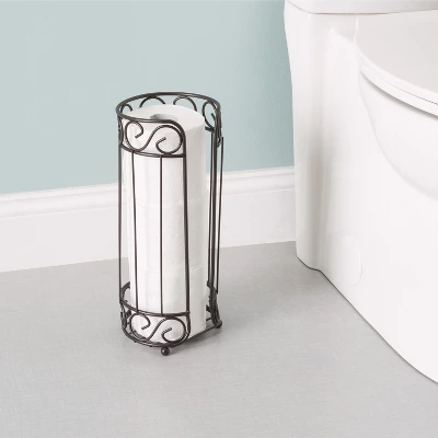 Home Basics Scroll Collection Bath Tissue Reserve Toilet Paper Roll Holder Stand, Bronze 5 Home Basics Scroll Collection Bath Tissue Reserve Toilet Paper Roll Holder Stand, Bronze - Image 5