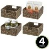 MDesign Hyacinth Kitchen Storage Basket With Handles, 4 Pack