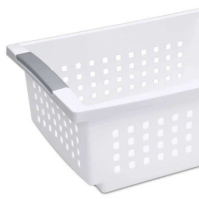 Sterilite Medium Size Plastic Stackable Storage Organizer Basket Bin For Home Countertops, Kitchen Cabinets, Pantries, Home Offices, White (10 Pack) 3 Sterilite Medium Size Plastic Stackable Storage Organizer Basket Bin For Home Countertops, Kitchen Cabinets, Pantries, Home Offices, White (10 Pack) - Image 3