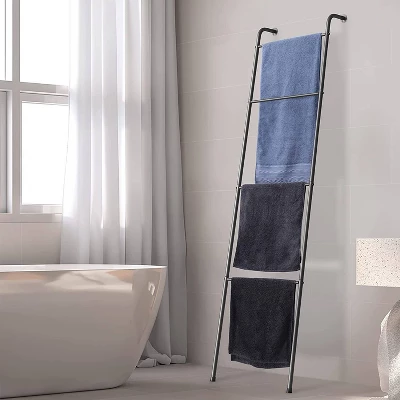 NEX 4 Tier Ladder Style Towel Rack Black 2 NEX 4 Tier Ladder Style Towel Rack Black - Image 2