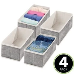 MDesign Soft Fabric Dresser Drawer And Closet Storage Organizer, 4 Pack