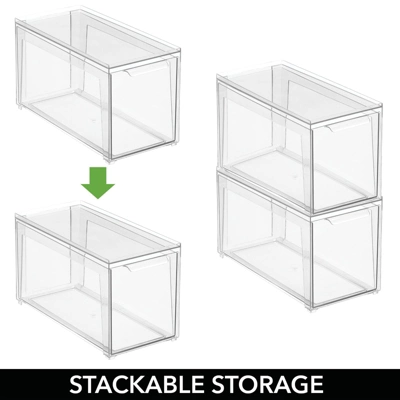 MDesign Plastic Stackable Bedroom Closet Storage Organizer With Drawer 3 MDesign Plastic Stackable Bedroom Closet Storage Organizer With Drawer - Image 3