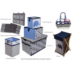 Bacati - Elephants Blue/Gray Storage Caddy -IRIS Storage Deals Store GUEST 09ba2bbc 88a7 4840 a753 14cacf24d917