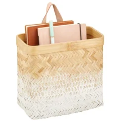 MDesign Woven Ombre Bamboo Hanging Wall Storage Organizer Basket, Natural/White -IRIS Storage Deals Store GUEST 09f7914e f466 4c82 b7d4 62e60ba77d92