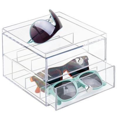 MDesign Plastic Glasses Storage Organizer Box, 2 Drawers, 2 Pack 7 MDesign Plastic Glasses Storage Organizer Box, 2 Drawers, 2 Pack - Image 7