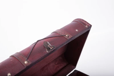 Vintiquewise Pirate Style Cherry Vintage Wooden Luggage With X Design 3 Vintiquewise Pirate Style Cherry Vintage Wooden Luggage With X Design - Image 3