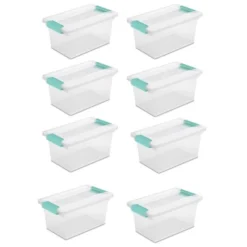 Sterilite Medium Stackable Clear Plastic Storage Tote Container With Clear Latching Lid & Green Clips For Home & Office Organization -IRIS Storage Deals Store GUEST 0a65a092 ffbb 4c76 a2f7 4bbe5f206c5e