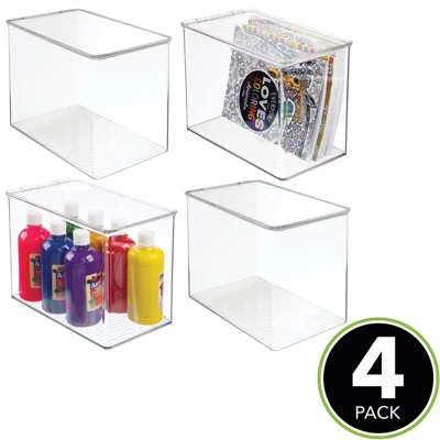 MDesign Stackable Plastic Craft, Sewing Storage Bin, Lid, - Clear 1 MDesign Stackable Plastic Craft, Sewing Storage Bin, Lid, - Clear
