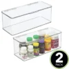 MDesign Stackable Plastic Bathroom Organizer Box With Lid, 2 Pack