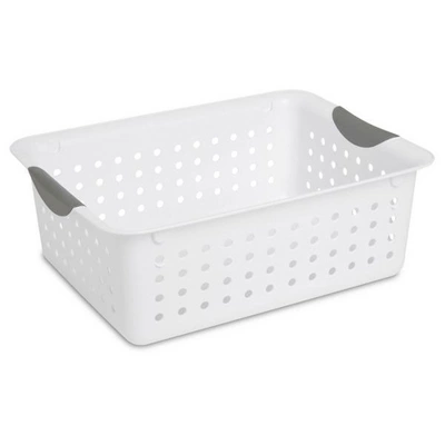 Sterilite Ultra Ventilated Open Top Plastic Storage Organizer Basket With Gray Contoured Carrying Handles 1 Sterilite Ultra Ventilated Open Top Plastic Storage Organizer Basket With Gray Contoured Carrying Handles