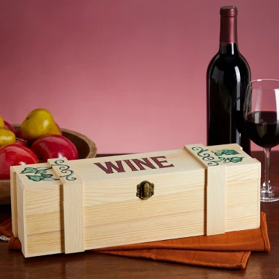 Bright Creations Wood Single Bottle Wine Gift Box, Pinewood Wooden Wine Crate Storage Case With Clasp For Birthday, Wedding, Housewarming 1 Bright Creations Wood Single Bottle Wine Gift Box, Pinewood Wooden Wine Crate Storage Case With Clasp For Birthday, Wedding, Housewarming