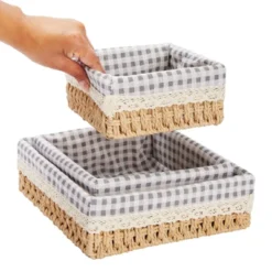 Farmlyn Creek Set Of 3 Rectangular Wicker Baskets For Organizing With Removable Fabric Liners, Rectangular Home Storage Bins For Pantry Items, 3 Sizes -IRIS Storage Deals Store GUEST 0c29f674 23df 4d9b 966c 650ab83d3532