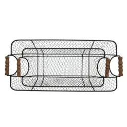 Set Of 2 Oblong Black Metal & Wood Baskets - Foreside Home & Garden -IRIS Storage Deals Store GUEST 0c6d6ab6 7d5f 46e5 8038 2f3d57670082