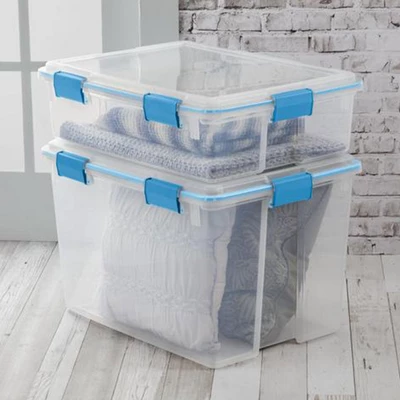 Sterilite 80 Quart Clear Plastic Stackable Storage Container Box Bin With Air Tight Gasket Seal Latching Lid Long Term Organizing Solution, 16 Pack 2 Sterilite 80 Quart Clear Plastic Stackable Storage Container Box Bin With Air Tight Gasket Seal Latching Lid Long Term Organizing Solution, 16 Pack - Image 2