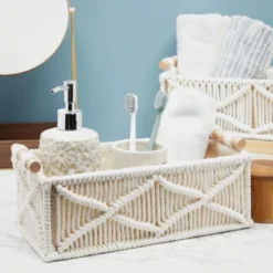 Okuna Outpost 2 Pack Macrame Storage Basket For Nursery, Bohemian Style Home Decor And Nursery, 2 Sizes, White -IRIS Storage Deals Store GUEST 0ce891e4 7fbc 46e6 9ca6 5b8c23509a81