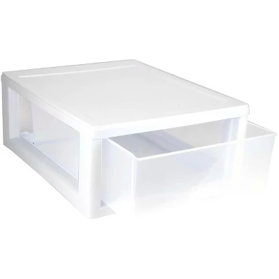 Sterilite 16 Quart Stackable Sturdy Plastic Storage Drawer Container For Home And Office Organization, Clear & White 5 Sterilite 16 Quart Stackable Sturdy Plastic Storage Drawer Container For Home And Office Organization, Clear & White - Image 5