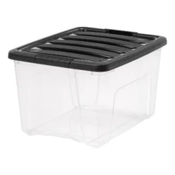 IRIS USA Plastic Storage Tote, Clear/Black -IRIS Storage Deals Store GUEST 0dd4dbb7 82b3 4288 b1af d04a05b11a6b