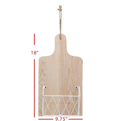 White Metal, Wood & Jute Wall Basket - Foreside Home & Garden 4 White Metal, Wood & Jute Wall Basket - Foreside Home & Garden - Image 4