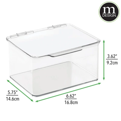 MDesign Plastic Stackable Bathroom Organizer Bin, Hinged Lid - 8 Pack 2 MDesign Plastic Stackable Bathroom Organizer Bin, Hinged Lid - 8 Pack - Image 2