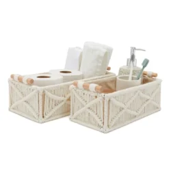 Okuna Outpost 2 Pack Macrame Storage Basket For Nursery, Bohemian Style Home Decor And Nursery, 2 Sizes, White -IRIS Storage Deals Store GUEST 0e01bfe1 b42b 4665 b6f1 31ba4f3a3d40
