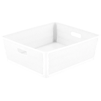Simplify 2pk Large Slide And Stack Storage Shallow Totes White 1 Simplify 2pk Large Slide And Stack Storage Shallow Totes White