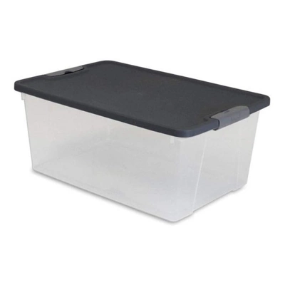 Homz 15-Quart Clear Plastic Stackable Storage Container Organizer Bin With Gray Snaplock Latching Lid For Home And Office Organization (4 Pack) 2 Homz 15-Quart Clear Plastic Stackable Storage Container Organizer Bin With Gray Snaplock Latching Lid For Home And Office Organization (4 Pack) - Image 2