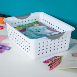 Sterilite Ultra Ventilated Open Top Plastic Storage Organizer Basket With Gray Contoured Carrying Handles 11 Sterilite Ultra Ventilated Open Top Plastic Storage Organizer Basket With Gray Contoured Carrying Handles -IRIS Storage Deals Store GUEST 0f88361e c24f 4431 a524 e9acc3eb4209