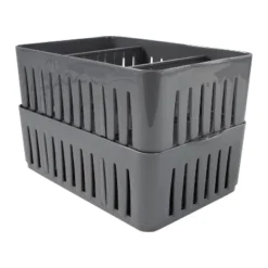 Simplify Stackable Organizer Bin With Adjustable Dividers Gray