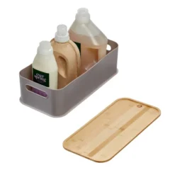 Large Handled Bin With Bamboo Lid Porpoise - IDESIGN 6 Large Handled Bin With Bamboo Lid Porpoise - IDESIGN -IRIS Storage Deals Store GUEST 10774112 d0f1 4a43 add7 a75e35287940