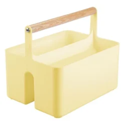 MDesign Plastic Portable Nursery Storage Caddy Tote With Wood Handle -IRIS Storage Deals Store GUEST 109860a8 92df 4df6 a97f fadfe3d47c7c