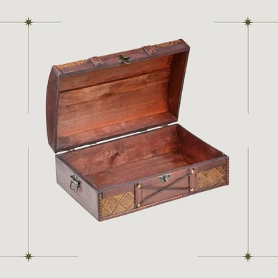 Brynnberg 13.8"x9.1"x9.4" Wooden Treasure Chest Storage Box - Lockable, Handmade & Vintage Decor 2 Brynnberg 13.8"x9.1"x9.4" Wooden Treasure Chest Storage Box - Lockable, Handmade & Vintage Decor - Image 2