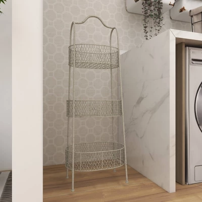 41" 3 Tier Rustic Farmhouse Iron Basket Stand - Olivia & May 8 41" 3 Tier Rustic Farmhouse Iron Basket Stand - Olivia & May - Image 8