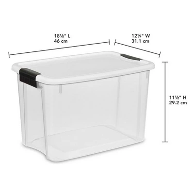 Sterilite 30 Quart Clear Plastic Stackable Storage Container Bin Box Tote With White Latching Lid Organizing Solution For Home & Classroom 1 Sterilite 30 Quart Clear Plastic Stackable Storage Container Bin Box Tote With White Latching Lid Organizing Solution For Home & Classroom